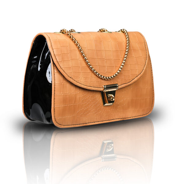 Women's Sling Bag with Gold Chain Strap, Stylish Sling Bag for Women 22 cm x 15 cm (Orange Mustard) - Image 3