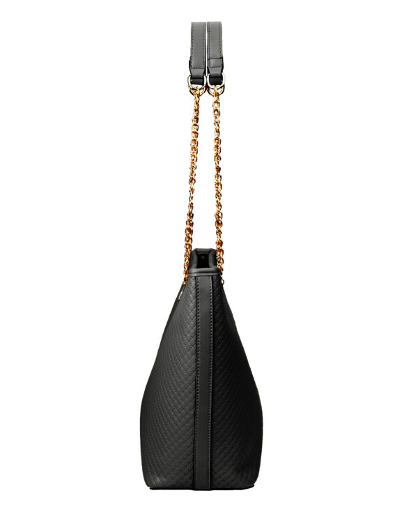 Quilted Faux Leather Tote Bag with Golden Chain Handles | Ladies Purse Handbag - Image 10