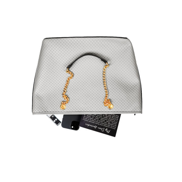 Quilted Faux Leather Tote Bag with Golden Chain Handles | Ladies Purse Handbag - Image 4