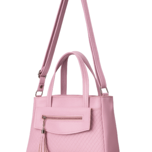 Women's Stylish Pink Handbag with Long Strap | Quilted Faux Leather Shoulder Bag with Tassel | Trendy Tote Purse for Girls & Ladies